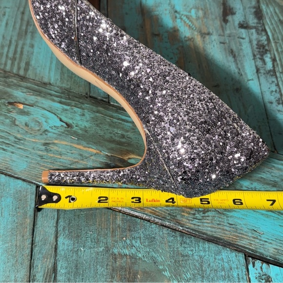Badgley Mischka Jewel Heels Ulyana Crystal Glitter Bridal Shoes Silver Size 10 - Picture 6 of 7